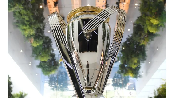 The MLS Cup trophy at the Banc of California Stadium