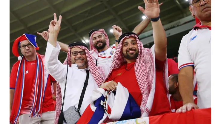 Fans show their support prior to the 2022 FIFA World Cup Playoff match between Costa Rica and New Zealand at Ahmad Bin Ali Stadium on June 14, 2022 in Doha, Qatar.