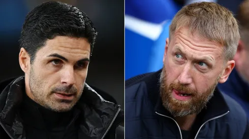 Mikel Arteta of Arsenal and Graham Potter of Chelsea