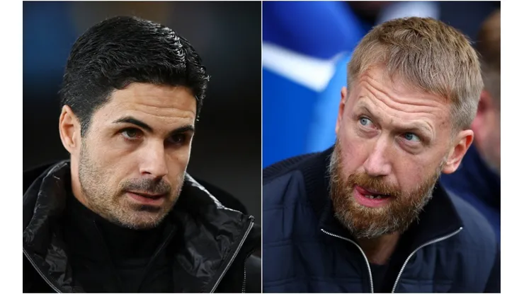 Mikel Arteta of Arsenal and Graham Potter of Chelsea
