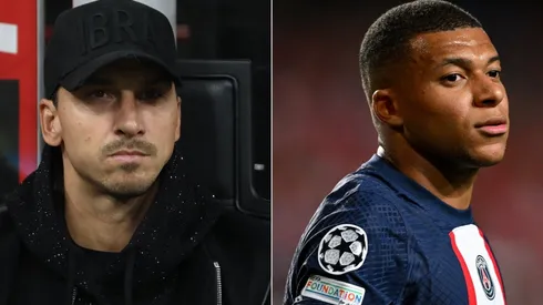 Zlatan Ibrahimovic of Milan and Kylian Mbappe of PSG