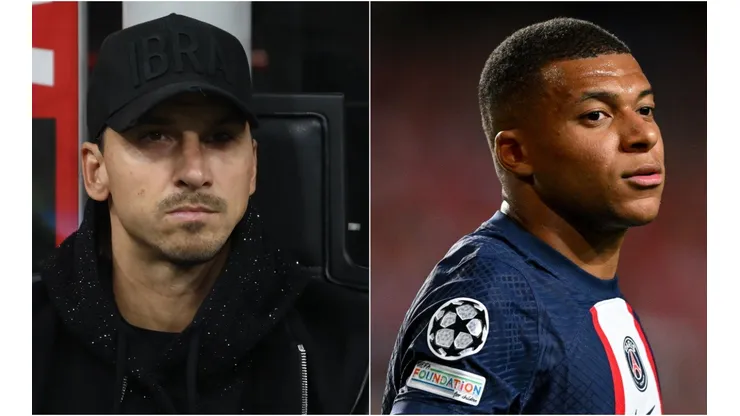 Zlatan Ibrahimovic of Milan and Kylian Mbappe of PSG