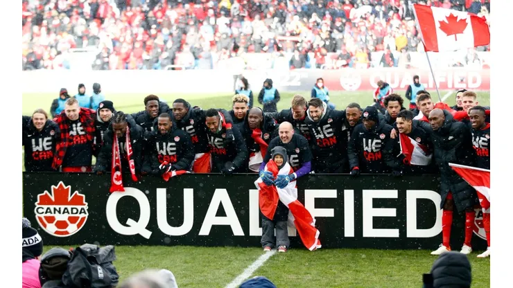 Canada celebrates after qualifying for the World Cup