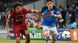 Trent Alexander-Arnold of Liverpool FC and Eljif Elmas of SSC Napoli