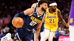 Jamal Murray #27 of the Denver Nuggets drives against the Los Angeles Lakers