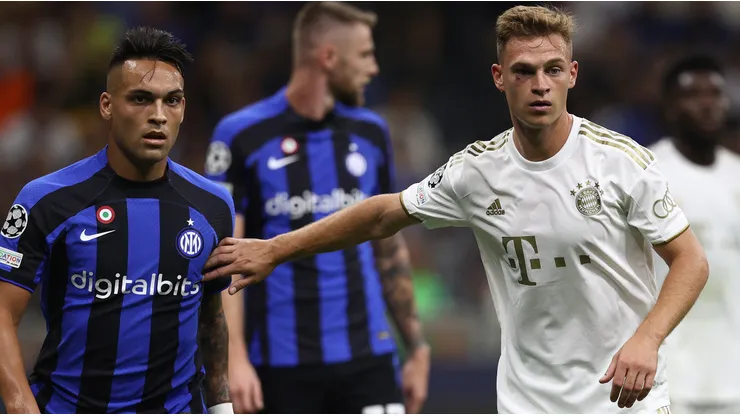 Joshua Kimmich of Bayern and Lautaro Martinez of Inter