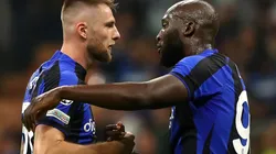 Milan Skriniar and Romelu Lukaku of Inter