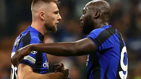 Milan Skriniar and Romelu Lukaku of Inter