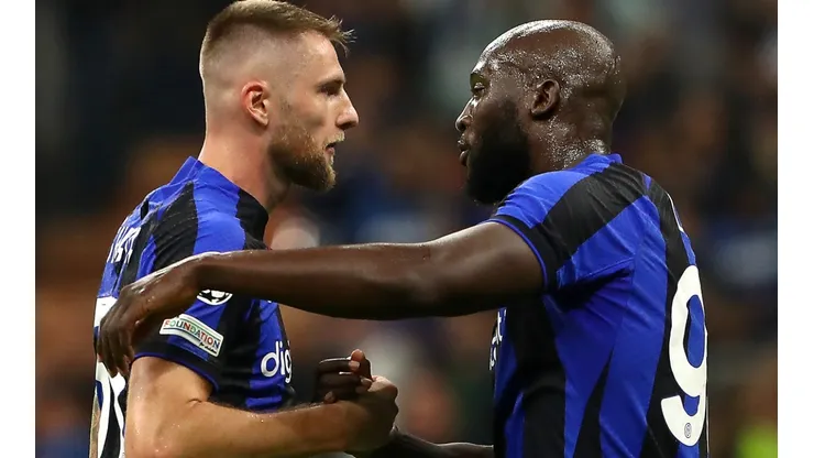 Milan Skriniar and Romelu Lukaku of Inter