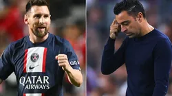 Xavi of Barcelona and Lionel Messi of PSG