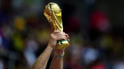 A replica world cup trophy is seen prior to the 2018 FIFA World Cup Russia Round of 16 match between Colombia and England at Spartak Stadium on July 3, 2018 in Moscow, Russia.