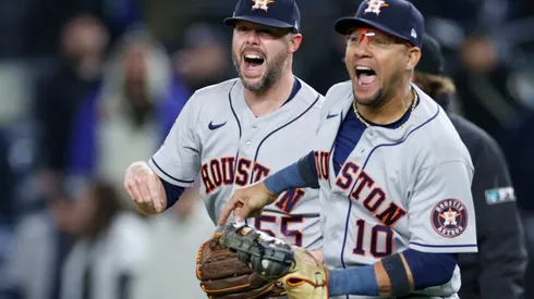 Yuli Gurriel and Ryan Pressly of the Houston Astros