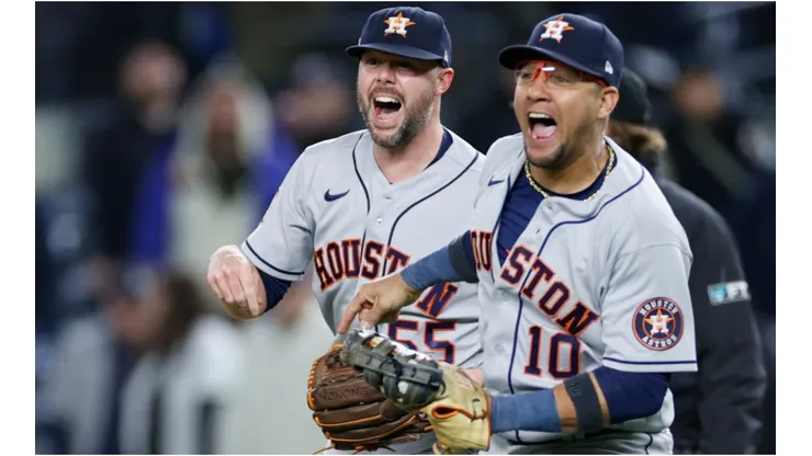 Yuli Gurriel and Ryan Pressly of the Houston Astros