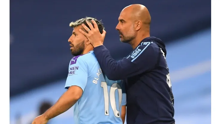 Sergio Aguero (left), Pep Guardiola (right) - Manchester City - Premier League 2020