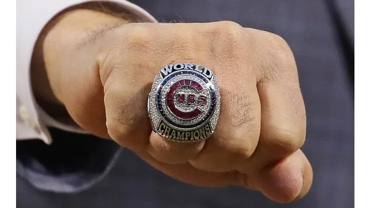 GM Jed Hoyer of the Cubs with the 2016 World Series ring