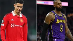 Cristiano Ronaldo of Manchester United (L) and LeBron James of the Los Angeles Lakers (R)
