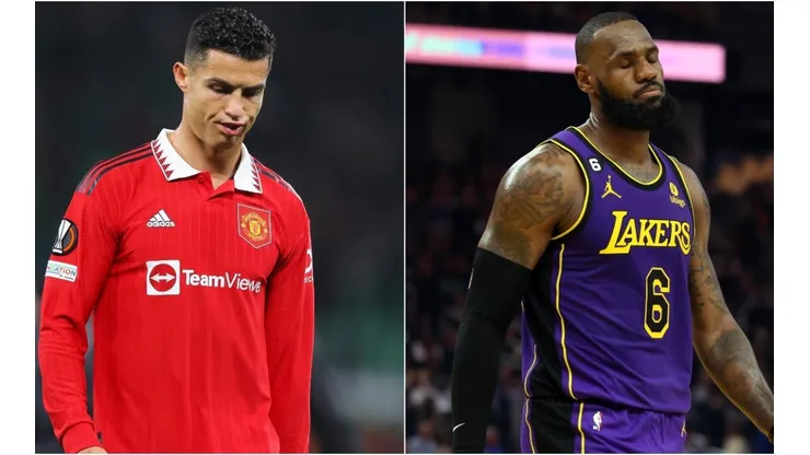 Cristiano Ronaldo of Manchester United (L) and LeBron James of the Los Angeles Lakers (R)