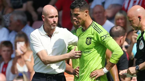 Erik ten Hag and Cristiano Ronaldo of Manchester United
