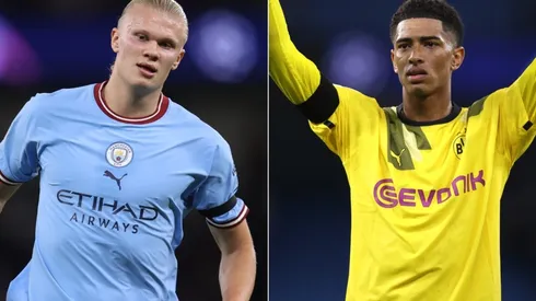 Erling Haaland of Manchester City and Jude Bellingham of Borussia Dortmund