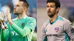 Brad Stuver of Austin and Jimmy Maurer of FC Dallas