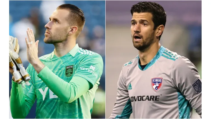 Brad Stuver of Austin and Jimmy Maurer of FC Dallas