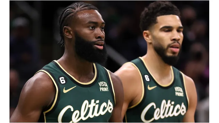 Jaylen Brown and Jayson Tatum of the Boston Celtics