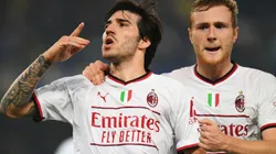 Sandro Tonali and Tommaso Pobega of Milan