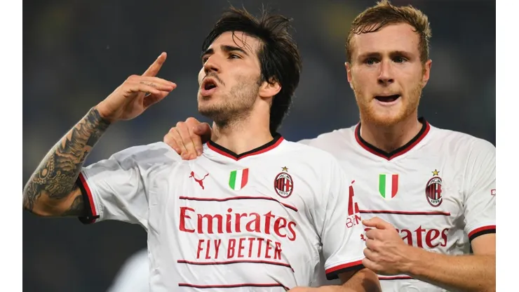 Sandro Tonali and Tommaso Pobega of Milan