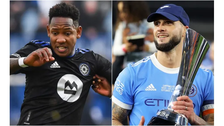 Romell Quioto of Montreal and Maxime Chanot of NYCFC