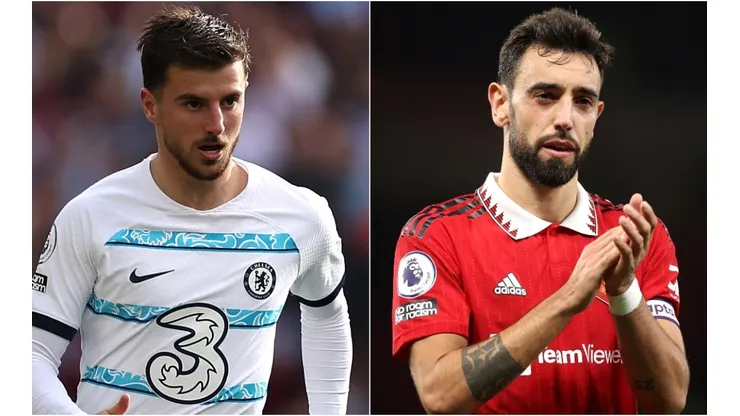 Mason Mount of Chelsea and Bruno Fernandes of Manchester United