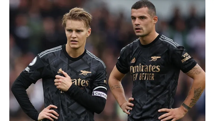 Martin Oedegaard and Granit Xhaka of Arsenal