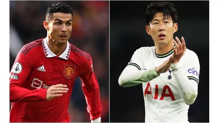 Cristiano Ronaldo of Manchester United and Son Heung-Min of Tottenham Hotspur