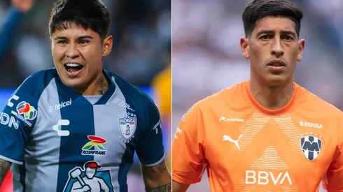 Javier Eduardo López of Pachuca and Esteban Andrada of Monterrey
