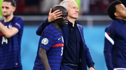 N'Golo Kante with French national team coach Didier Deschamps.