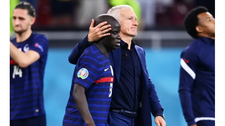 N'Golo Kante with French national team coach Didier Deschamps.