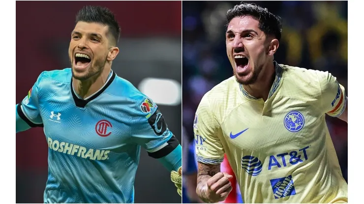 Tiago Volpi of Toluca and Diego Valdes of Club America
