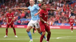 Mohamed Salah of Liverpool FC (L) and Erling Haaland of Manchester City (R)