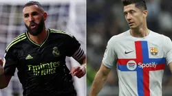 Karim Benzema of Real Madrid (L) and Robert Lewandowski of FC Barcelona (R)