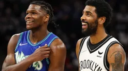 Anthony Edwards of the Minnesota Timberwolves and Kyrie Irving of the Brooklyn Nets