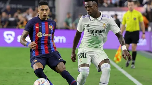 Vinicius of Real Madrid and Raphinha of Barcelona