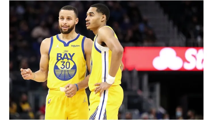 Jordan Poole and Stephen Curry