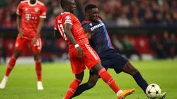 Sadio Mane of Bayern Munich battles for possession with Modou Ndiaye of FC Viktoria Plzen
