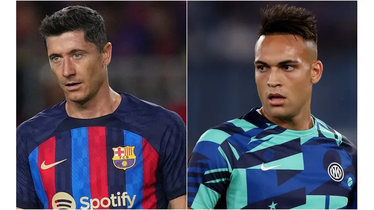 Robert Lewandowski of Barcelona and Lautaro Martinez of Inter