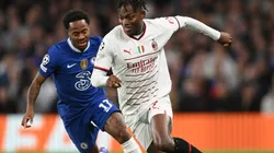 Rafael Leao of AC Milan gets away from Raheem Sterling of Chelsea