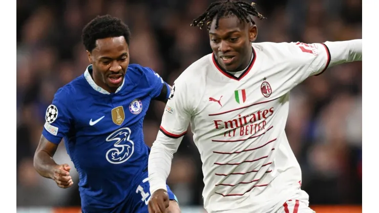 Raheem Sterling of Chelsea and Rafael Leao of Milan