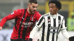 Theo Hernandez of Milan and Juan Cuadrado of Juventus
