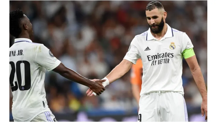 Vinicius Junior and Karim Benzema of Real Madrid
