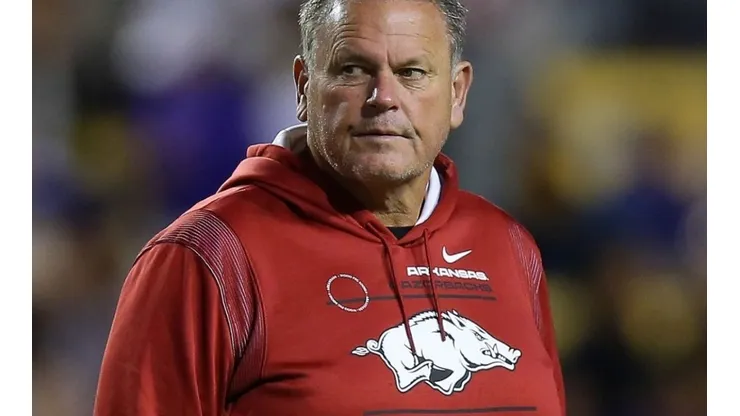Head coach Sam Pittman of the Arkansas Razorbacks