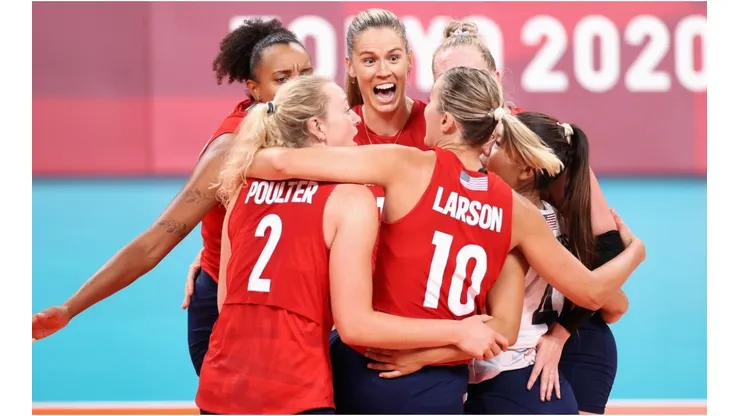 Andrea Drews of Team United States reacts with team mates