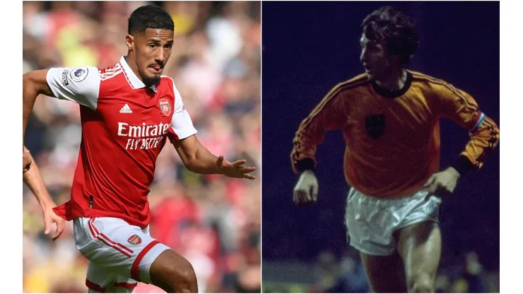 William Saliba of Arsenal and Johan Cruyff of the Netherlands
